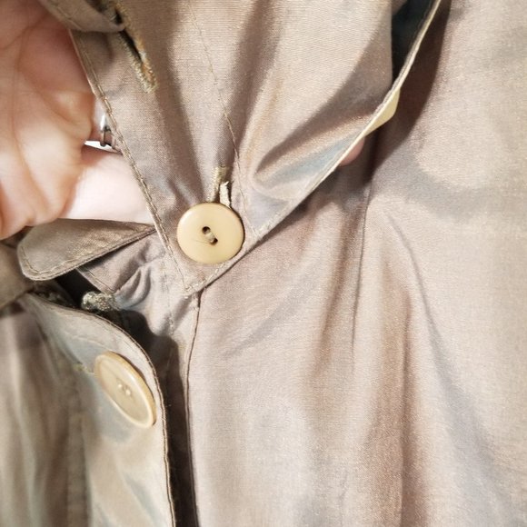 Irving Samuel Removable Hoodie Cotton Blend Rain Coat Zip Front Pocket Shimmer - Picture 6 of 13